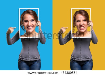 Mood swings in a girl Royalty-Free Stock Photo #474380584