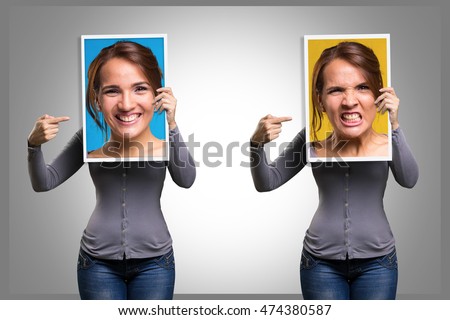 Mood swings in a girl Royalty-Free Stock Photo #474380587