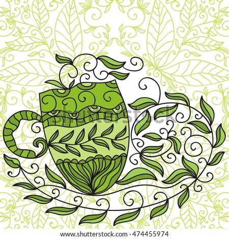 Green tea. Vector illustration.