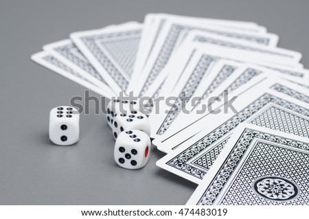 Close up of dices and card