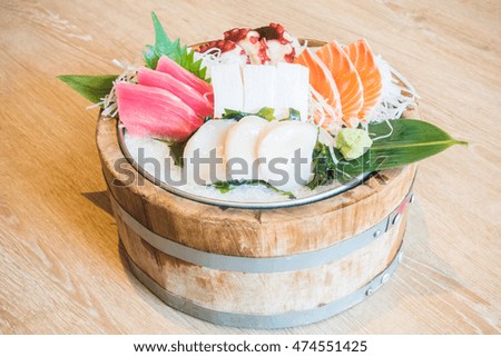 Selective focus point on Raw fresh sashimi - Japanese food style