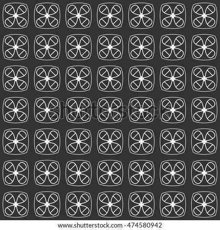Black and white seamless geometric line pattern. Vector graphic design, ethnic ornament, monochrome illustration. Seamless lace background