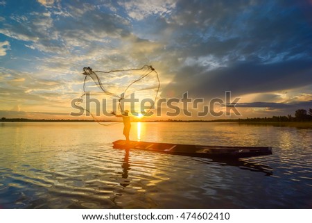 Sunrise and fishing boats Thailand.