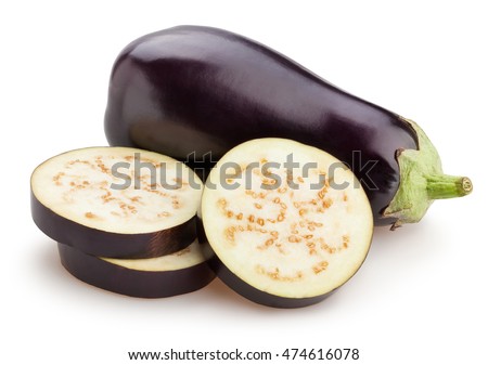 sliced eggplant isolated Royalty-Free Stock Photo #474616078