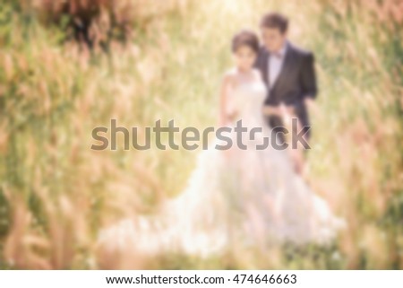 Blur of pre wedding photo, soft beautiful pre-wedding photo