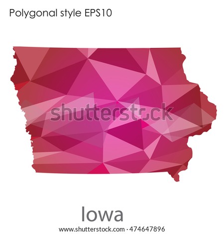 Iowa state map in geometric polygonal style.Abstract gems triangle,modern design background. Vector illustration EPS10