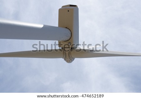 Energy of the future. Wind turbines in a wind farm. bottom view