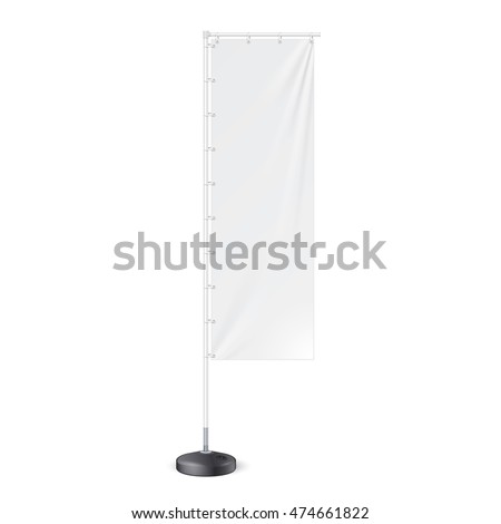 Outdoor Panel Flag With Ground Fillable Water Base, Stander Advertising Banner Shield. Mock Up, Template. Illustration Isolated On White Background. Ready For Your Design. Product Advertising. Vector. Royalty-Free Stock Photo #474661822