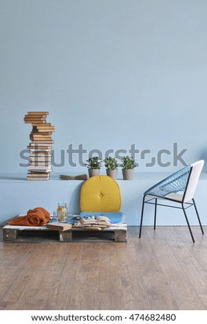 Modern blue wall interior style home and office