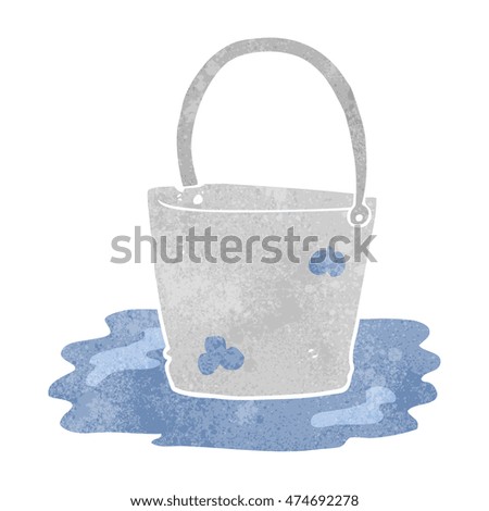 freehand retro cartoon water bucket
