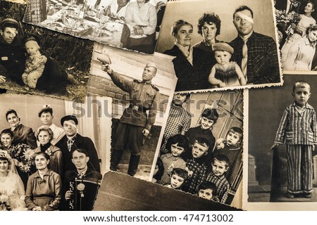 A collage of vintage photo of the 20th century. Soviet Union