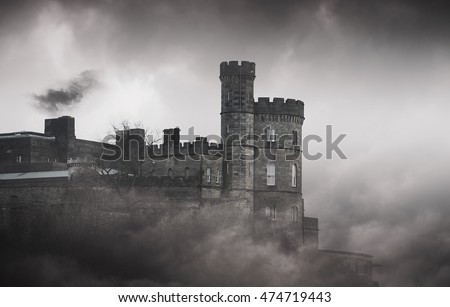 The big old stone Castle on the Rock - spooky picture
