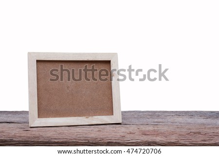 Blank wooden picture frame on wood table,interior design and copy space