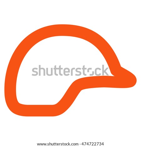 Motorbike Helmet vector icon. Style is stroke flat icon symbol, orange color, white background.