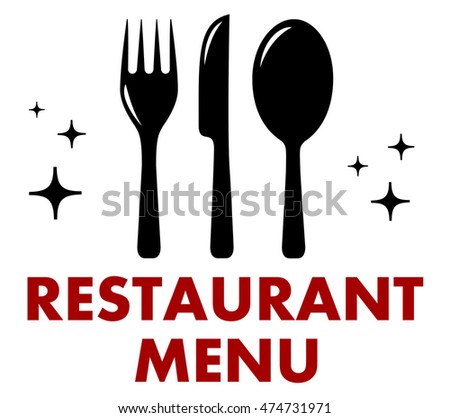 restaurant menu symbol with fork, knife and spoon