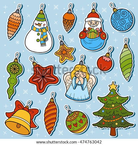Vector colorful set of Christmas tree toys