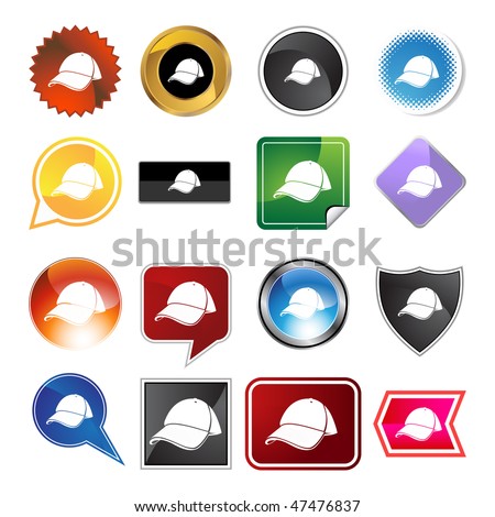 Baseball cap  variety icon set isolated on white background.