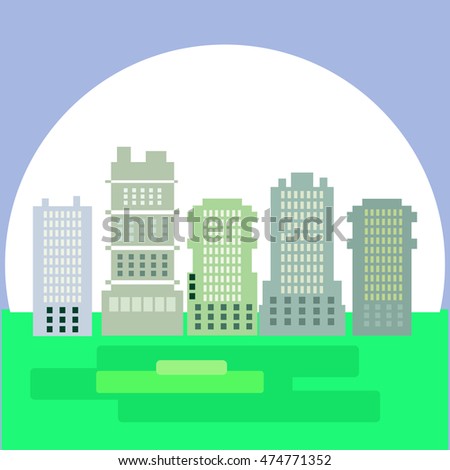 Set of vector icon city.Vector flat city for banner, illustration, background, game. Monochromatic house .Template for real estate poster or construction company.