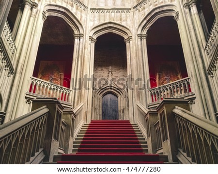 Inside a creepy old castle Royalty-Free Stock Photo #474777280