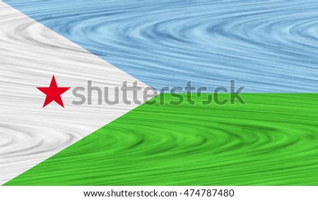 Djibout country flag with wood texture background.