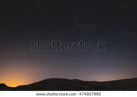 of desert landscape in the starry sky