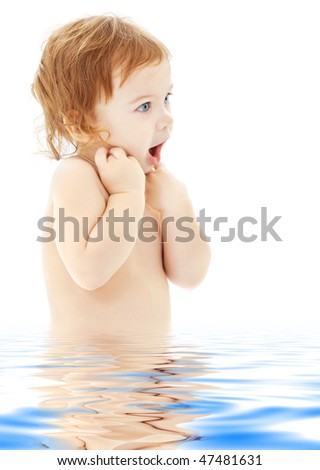 picture of funny baby boy over white