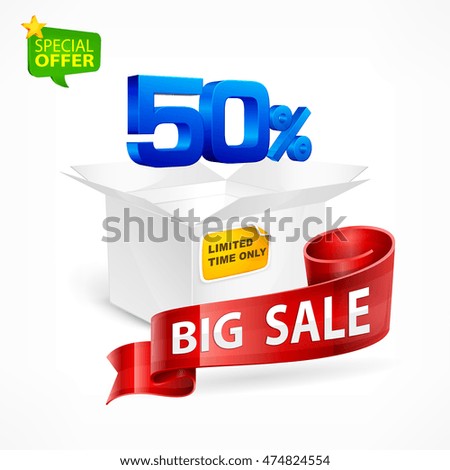 Big sale concept percent inscription in box. Vector illustration