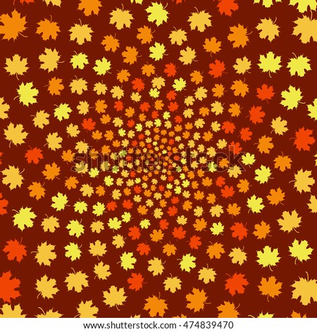 Fall Background Design with Autumnal Leaves. Spiral.