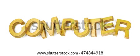 Word Computer made of colored with paint wooden letters, composition isolated over the white background