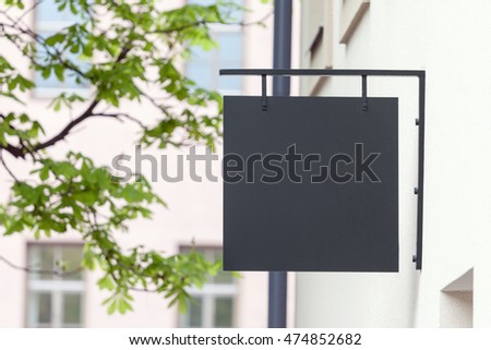 Black empty outdoor signage mock-up to add company logo 