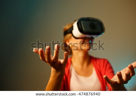 Woman looking though vr