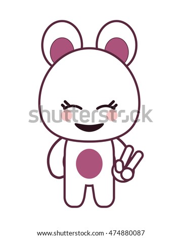 flat design kawaii bear emoticon icon vector illustration