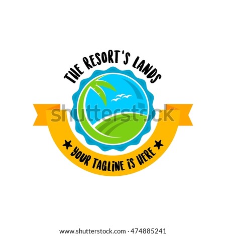 Travel agency, tropical resort, beach hotel, spa. Summer vacation symbol. logo design template