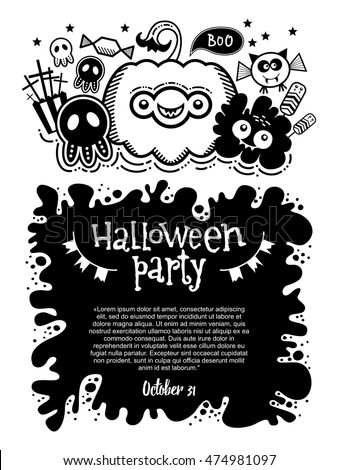 Halloween Party Invitation Template for Card-Poster-Flyer