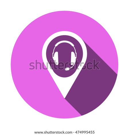  headphones with microphone  icon,vector. Flat design.
