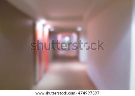Abstract blur long corridor of hotel room