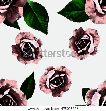 Roses.Seamless background. Flowers. Stylization: watercolor. 