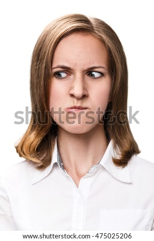Young woman with very angry face