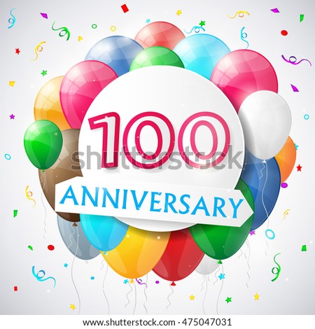100 years anniversary celebration background with balloons. Vector illustration.