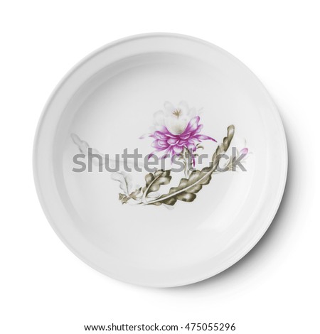Empty plate pattern design . Isolated on white background. View from above with clipping path