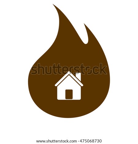 Flat paper cut style icon of house. Vector illustration