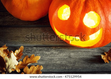 ripe pumpkins for halloween with spooky faces