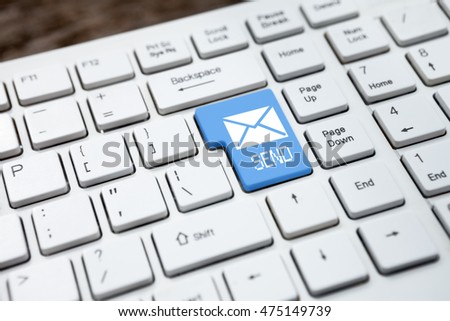 White keyboard with letter icon and text send 