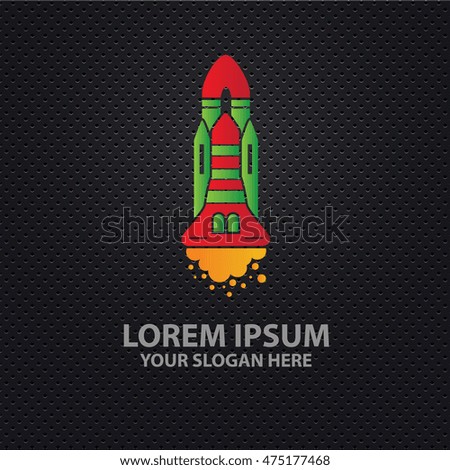 Rocket design on dark background,vector