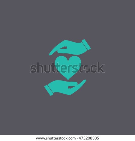 Vector icon - hands holding heart. Flat design style