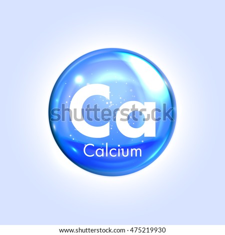Calcium mineral blue icon. Vector 3D glossy drop pill capsule  Mineral and vitamin complex. Healthy life medical and dietary supplement Royalty-Free Stock Photo #475219930