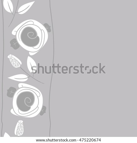 Vertical seamless pattern with flowers . Hand drawn.