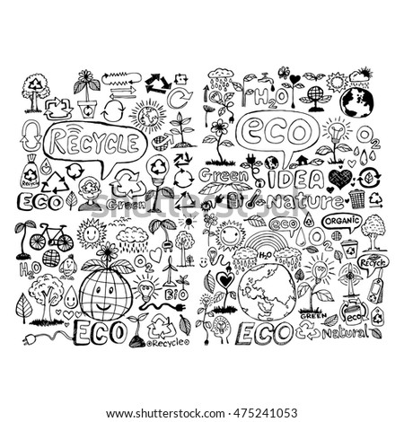 doodle eco icon illustration design