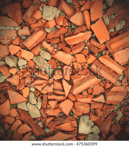 broken bricks, background, texture. instagram image filter retro style