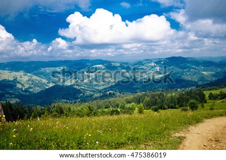 Clouds in the summer mountains
